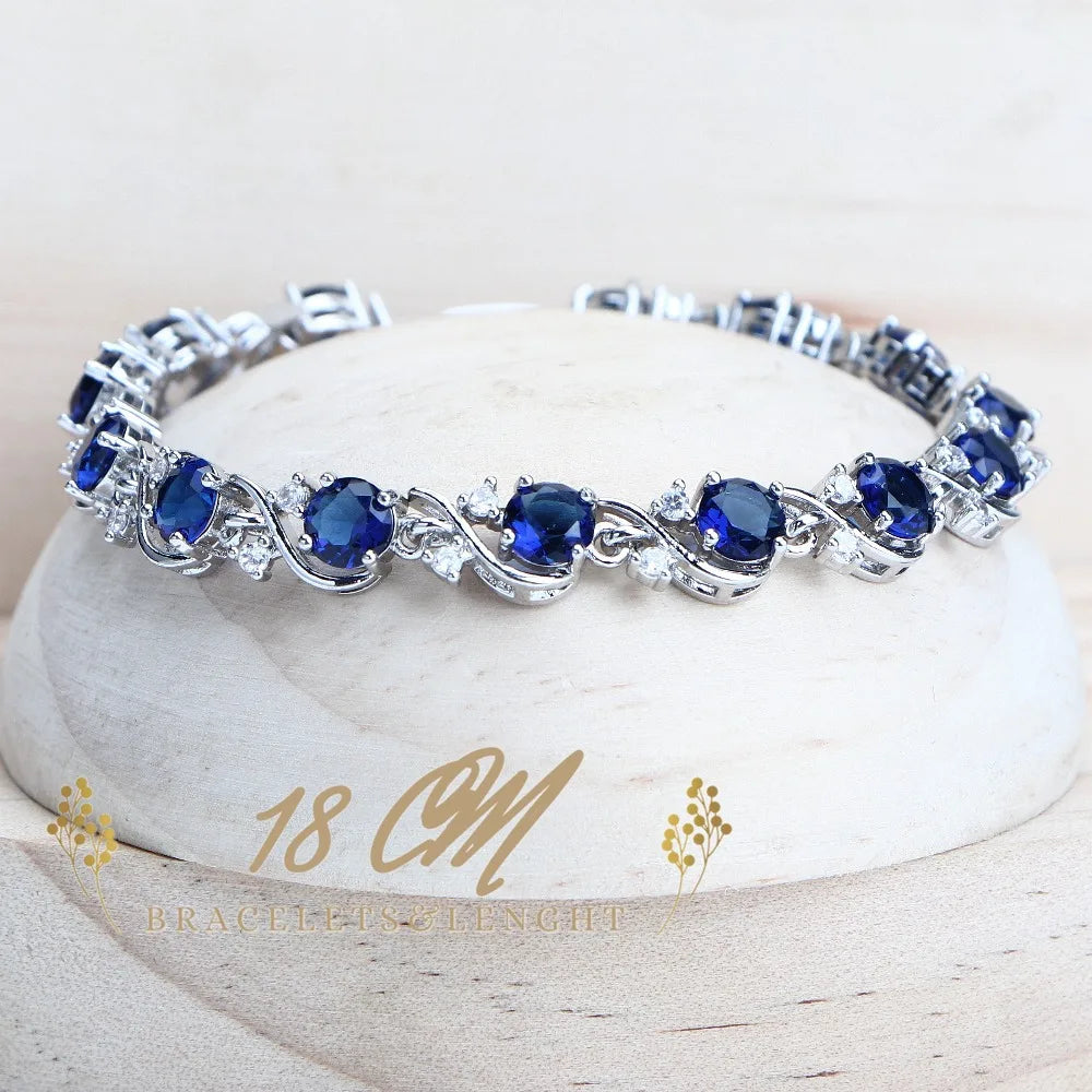 Real Blue Jewelry Set – Elegant Crystal Necklace and Earrings – 925 Sterling Silver
