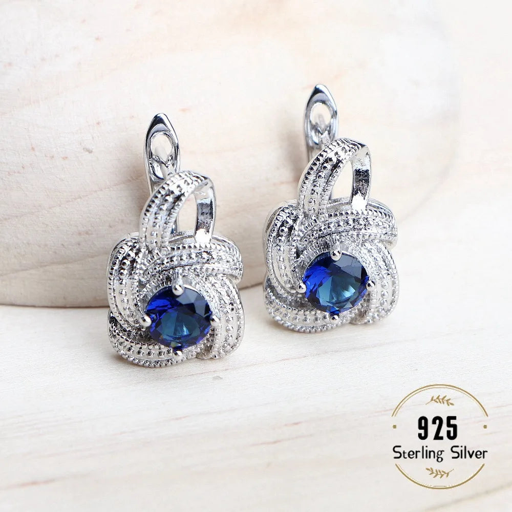 Real Blue Jewelry Set – Elegant Crystal Necklace and Earrings – 925 Sterling Silver