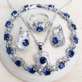Real Blue Jewelry Set – Elegant Crystal Necklace and Earrings – 925 Sterling Silver
