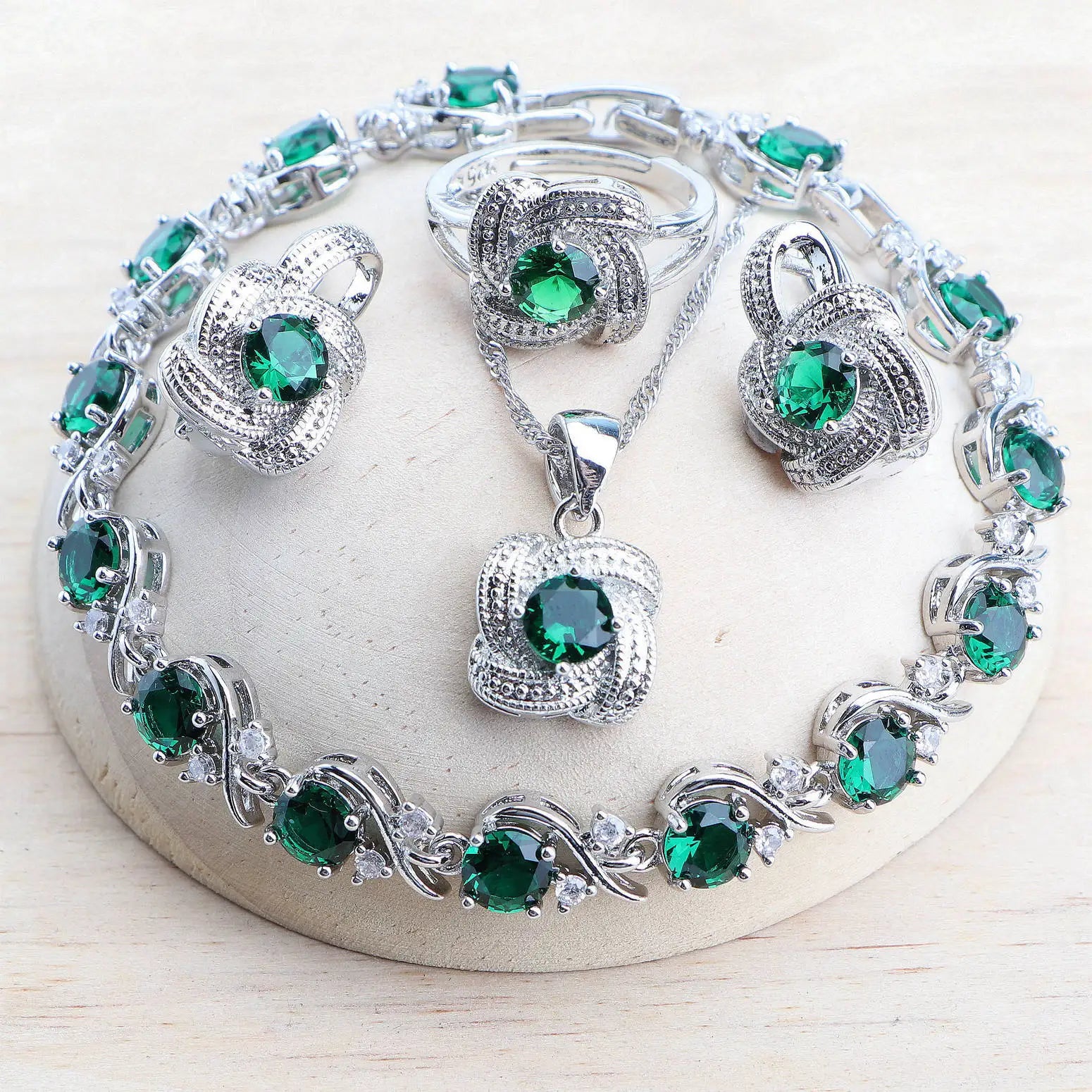 Real Blue Jewelry Set – Elegant Crystal Necklace and Earrings – 925 Sterling Silver