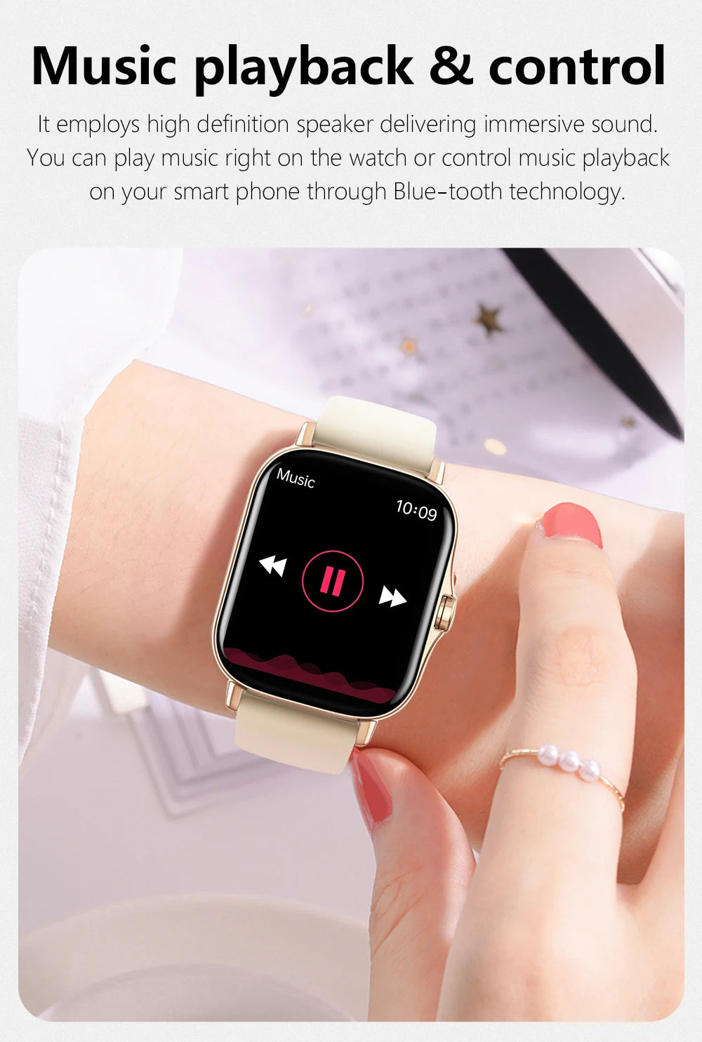 Elegance Rose Smartwatch – Touch Screen and Bluetooth Calling.