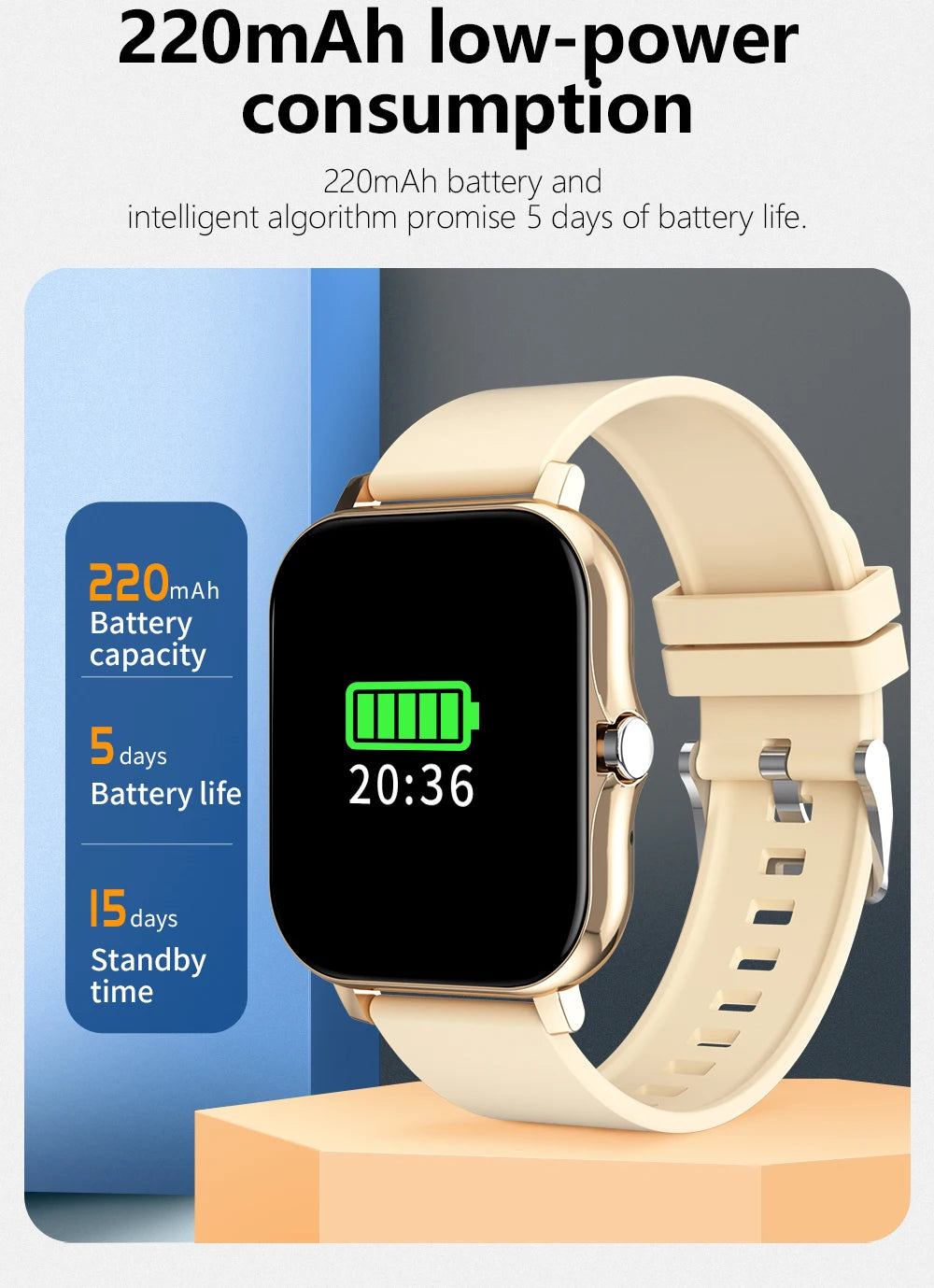 Elegance Rose Smartwatch – Touch Screen and Bluetooth Calling.