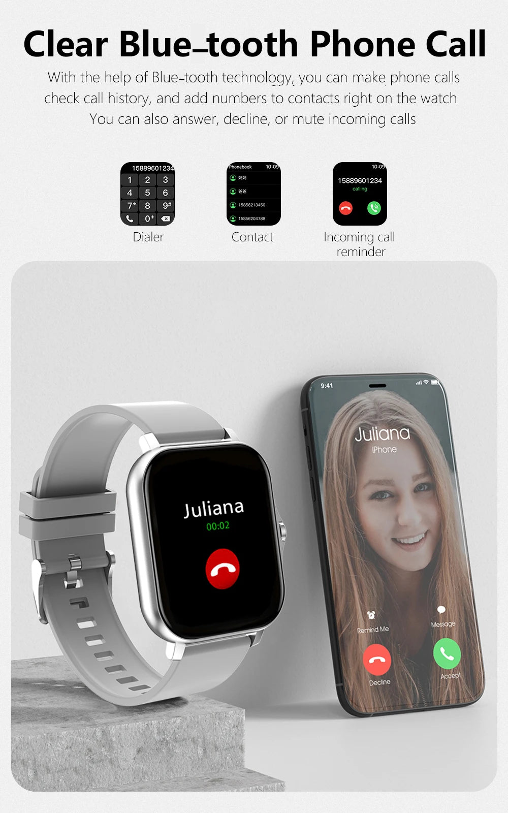 Elegance Rose Smartwatch – Touch Screen and Bluetooth Calling.