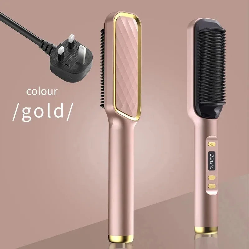 Anti-Scald Electric Hair Straightener Brush with Negative Ions
