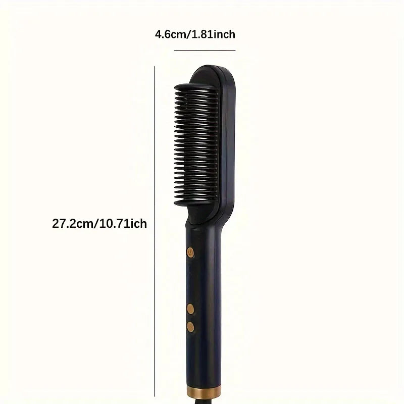 2-in-1 Electric Hair Straightener & Curler Comb – Negative Ions & Fast Heating