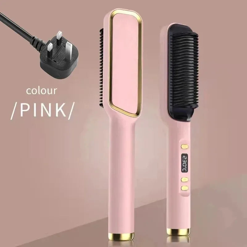 Anti-Scald Electric Hair Straightener Brush with Negative Ions