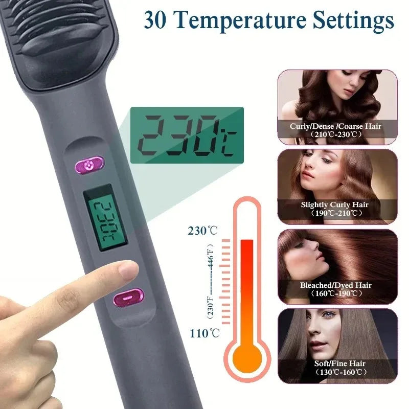 Anti-Scald Electric Hair Straightener Brush with Negative Ions