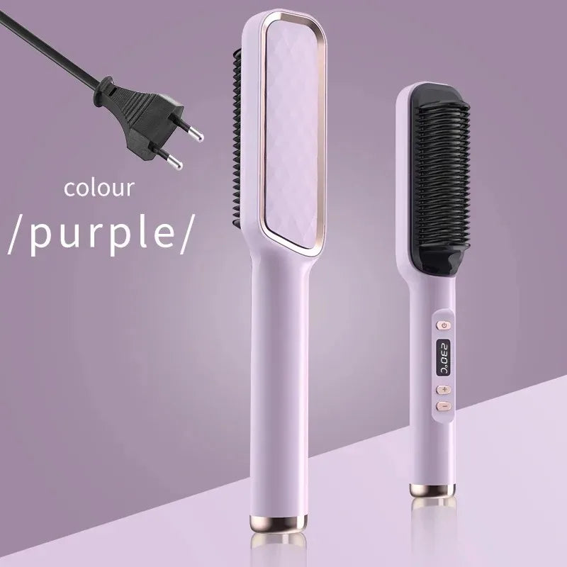 Anti-Scald Electric Hair Straightener Brush with Negative Ions