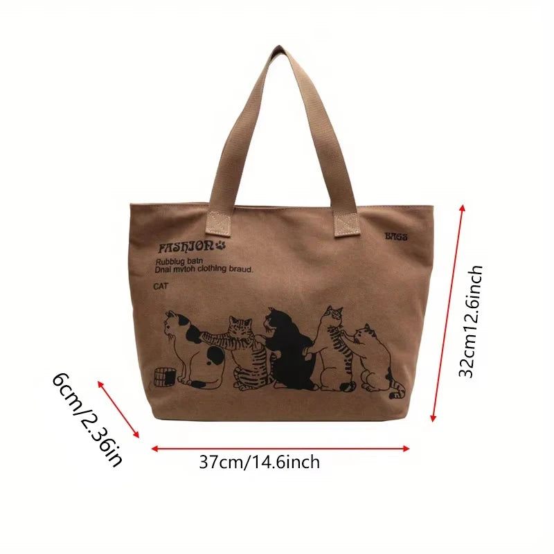 Spacious Canvas Tote Bag with Zipper