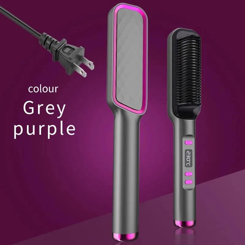 Anti-Scald Electric Hair Straightener Brush with Negative Ions