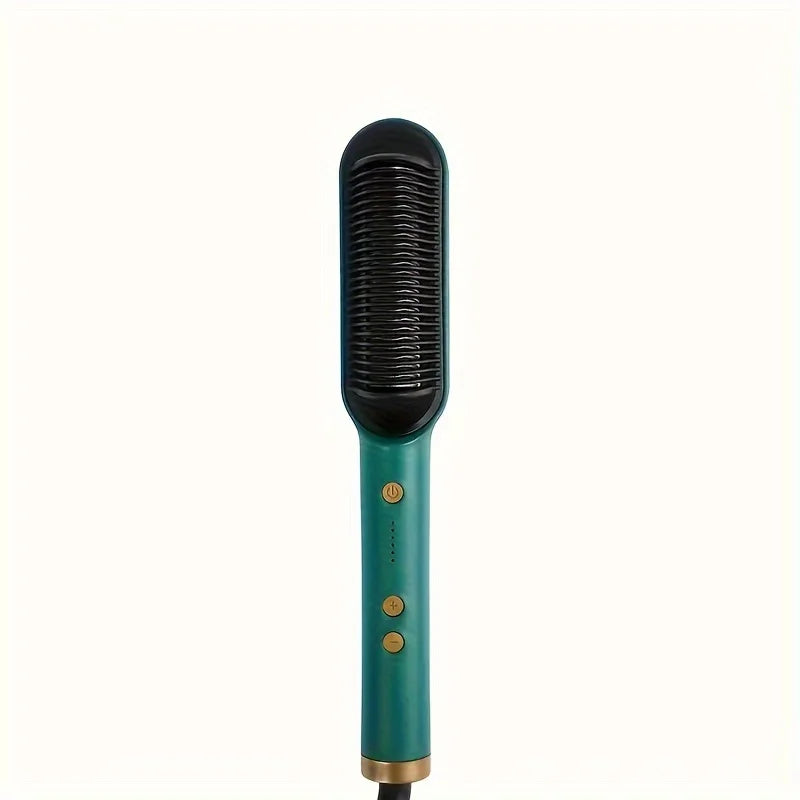 2-in-1 Electric Hair Straightener & Curler Comb – Negative Ions & Fast Heating