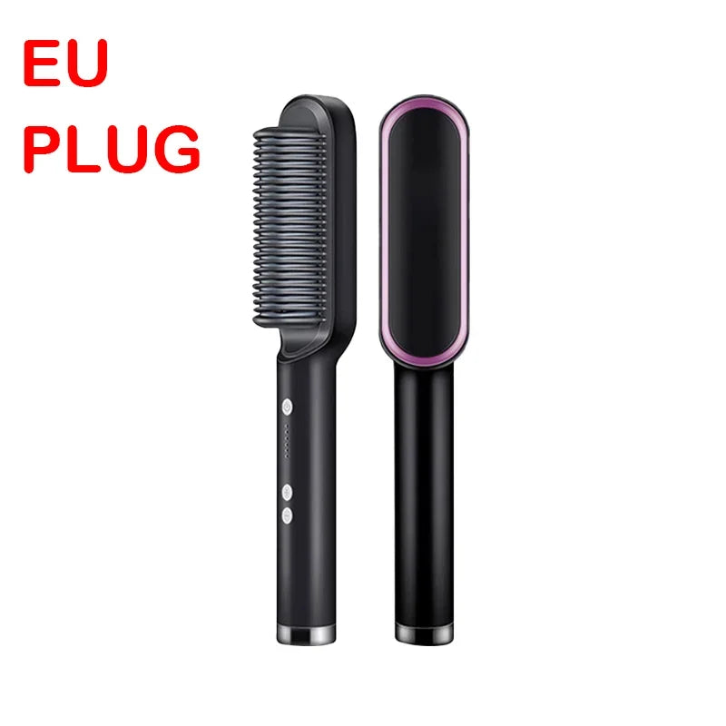 Multifunctional Electric Hair Straightener Brush – Negative Ions & Professional Results at Home