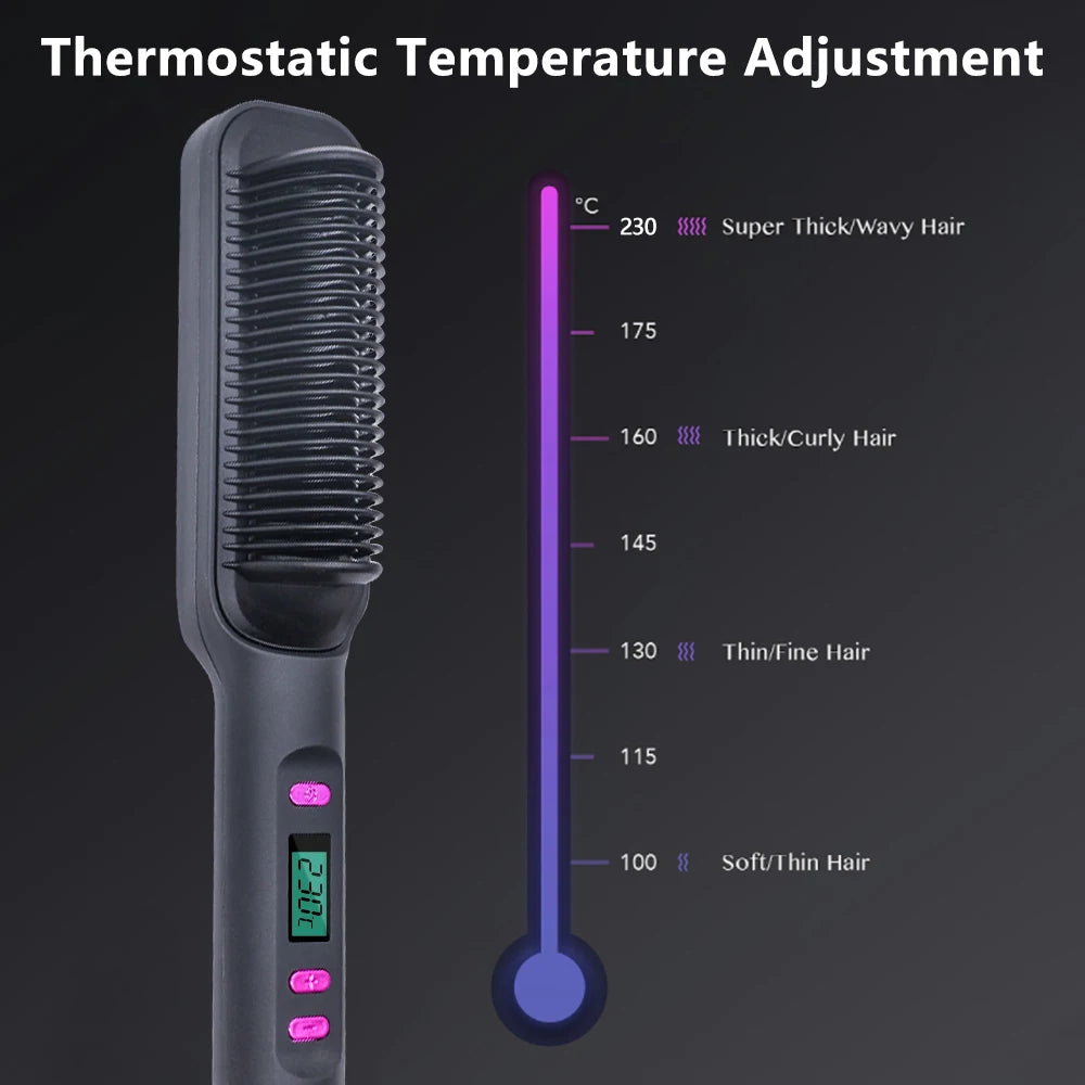 Anti-Scald Electric Hair Straightener Brush with Negative Ions