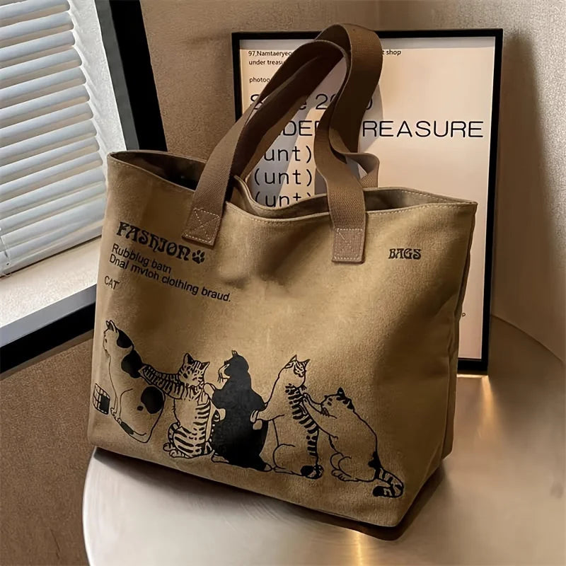 Spacious Canvas Tote Bag with Zipper