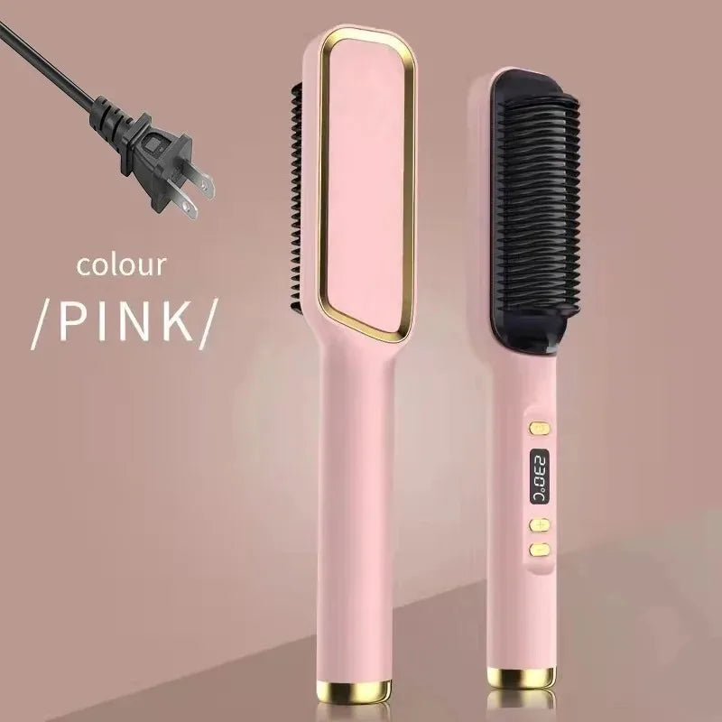 Anti-Scald Electric Hair Straightener Brush with Negative Ions