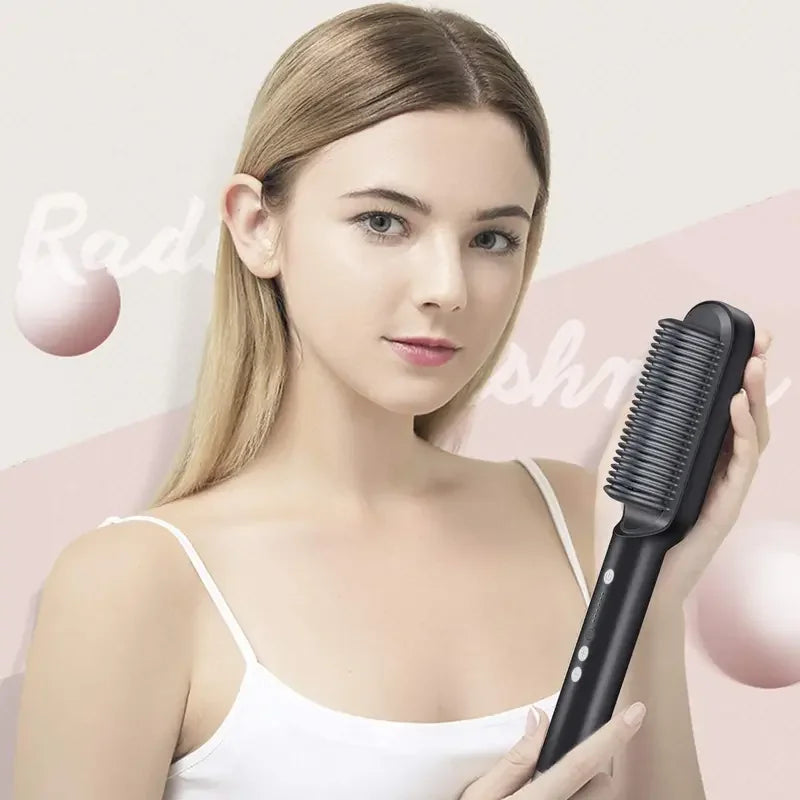 Multifunctional Electric Hair Straightener Brush – Negative Ions & Professional Results at Home