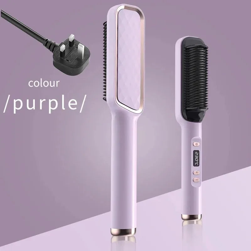 Anti-Scald Electric Hair Straightener Brush with Negative Ions