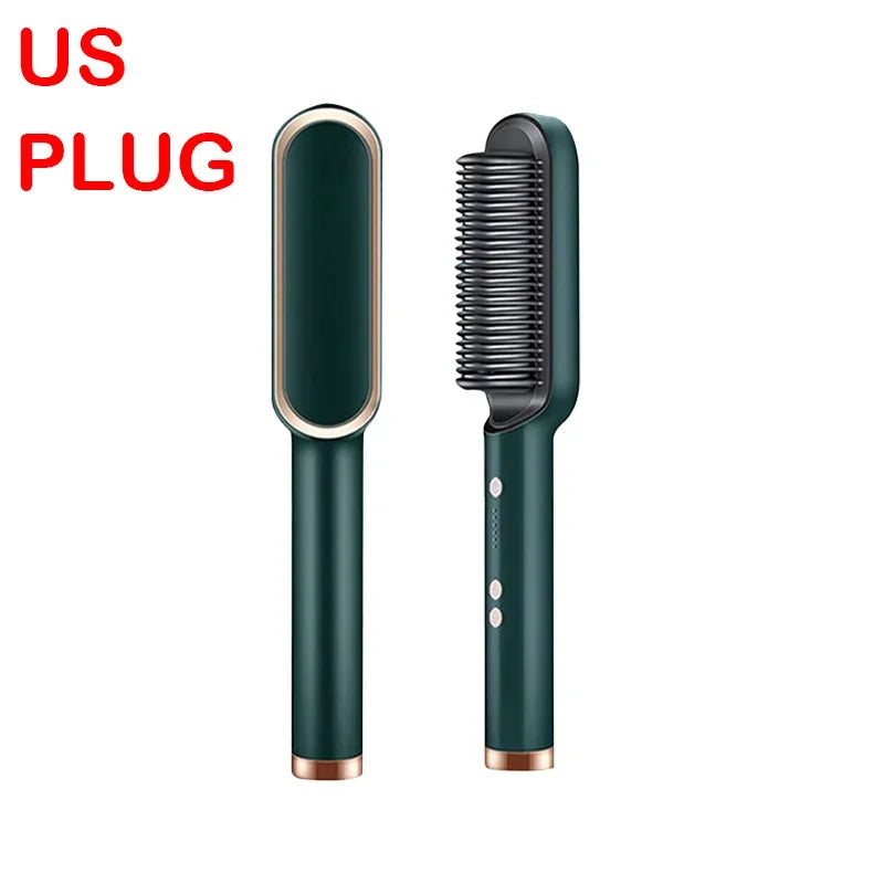 Multifunctional Electric Hair Straightener Brush – Negative Ions & Professional Results at Home