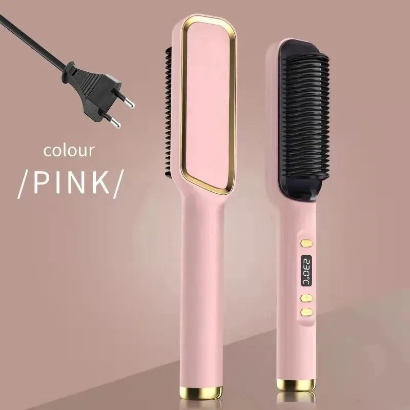 Anti-Scald Electric Hair Straightener Brush with Negative Ions