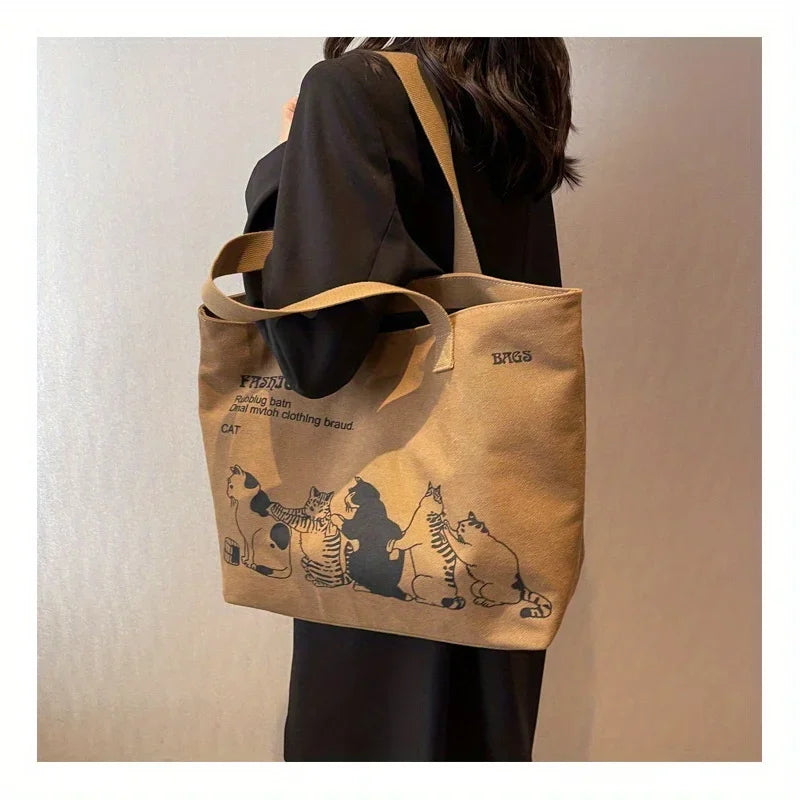 Spacious Canvas Tote Bag with Zipper