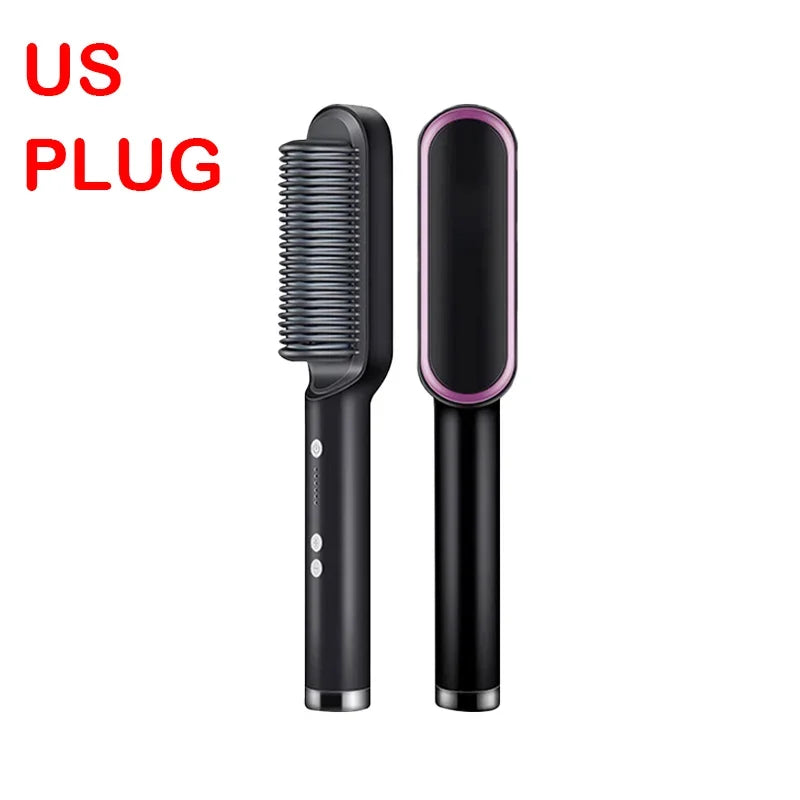 Multifunctional Electric Hair Straightener Brush – Negative Ions & Professional Results at Home