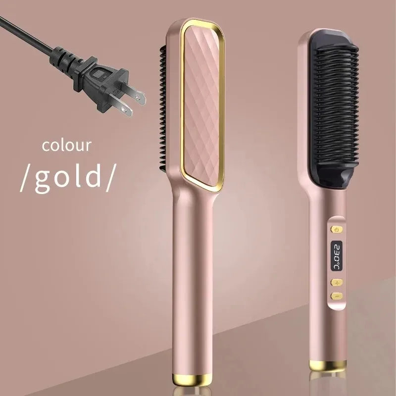 Anti-Scald Electric Hair Straightener Brush with Negative Ions