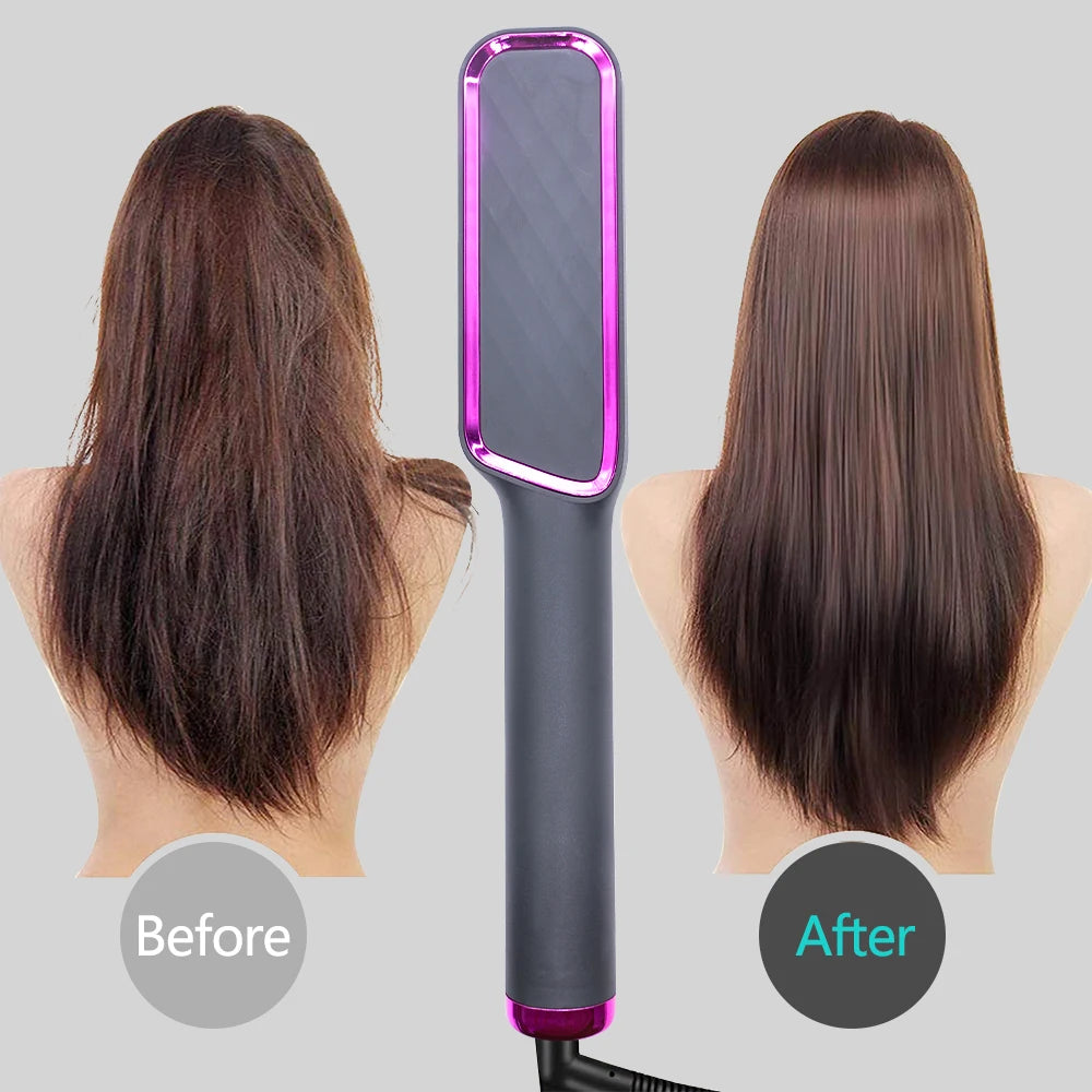 Anti-Scald Electric Hair Straightener Brush with Negative Ions