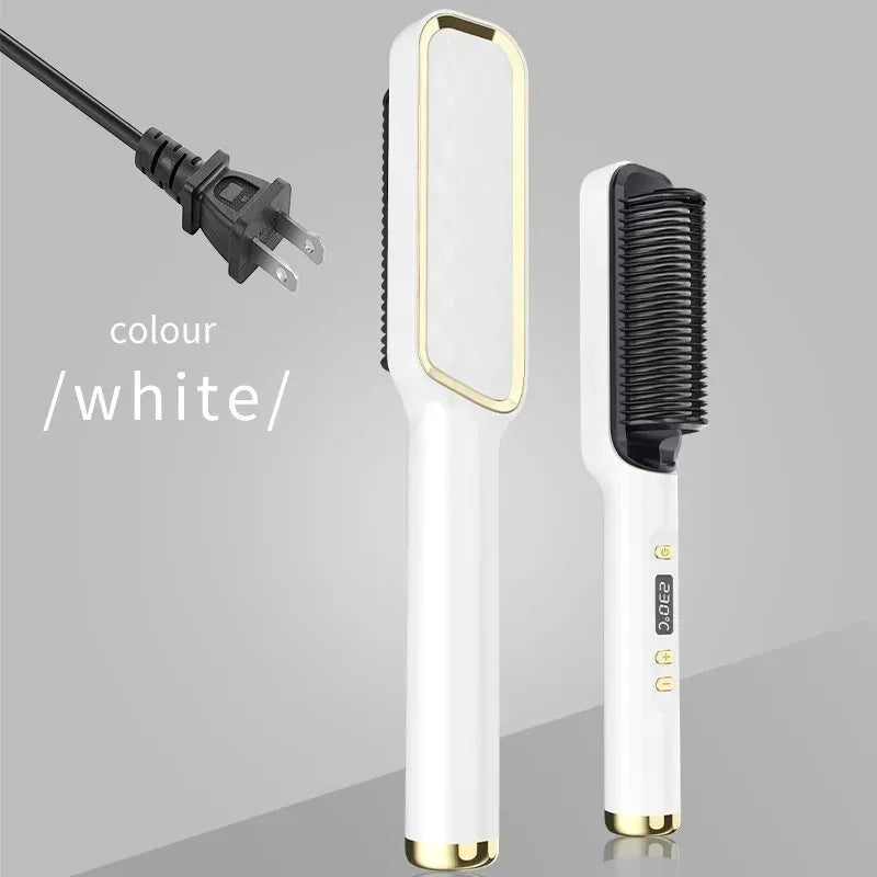 Anti-Scald Electric Hair Straightener Brush with Negative Ions
