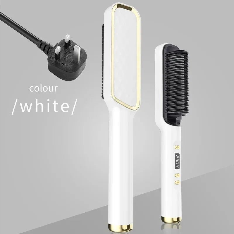 Anti-Scald Electric Hair Straightener Brush with Negative Ions