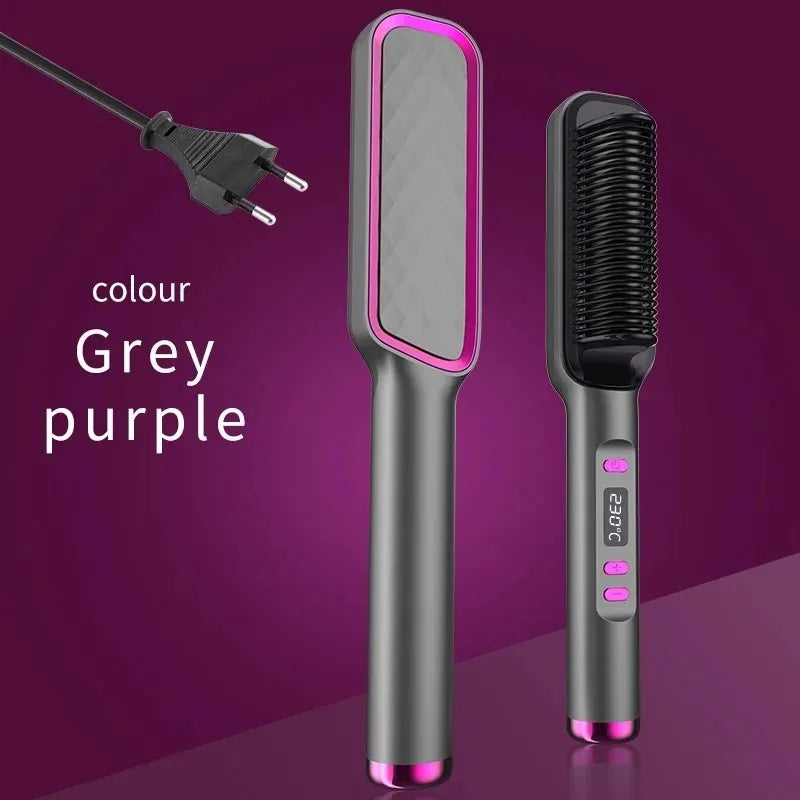 Anti-Scald Electric Hair Straightener Brush with Negative Ions