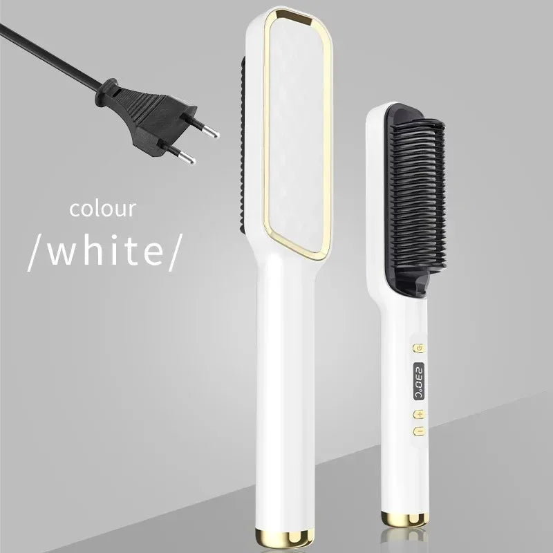 Anti-Scald Electric Hair Straightener Brush with Negative Ions