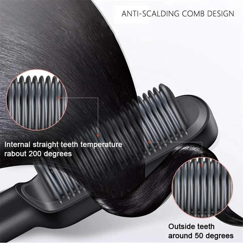 Multifunctional Electric Hair Straightener Brush – Negative Ions & Professional Results at Home