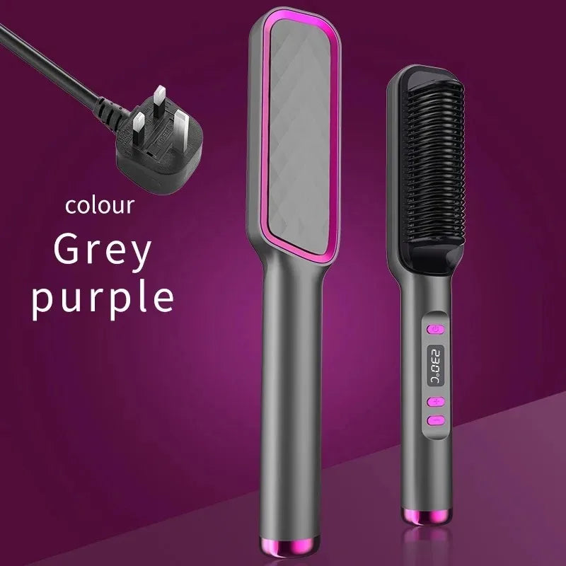 Anti-Scald Electric Hair Straightener Brush with Negative Ions