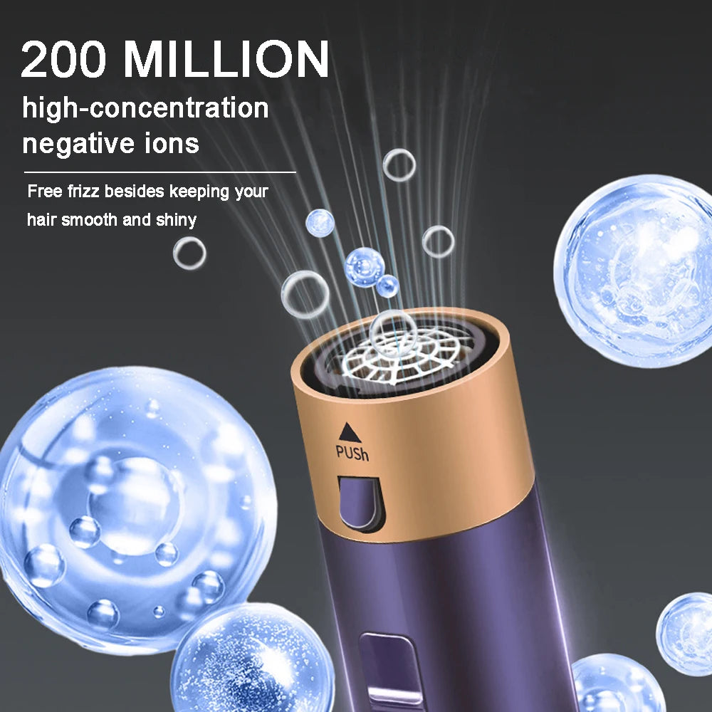 Advanced negative ion technology with 200 million ions for smooth, shiny, and frizz-free hair finish.