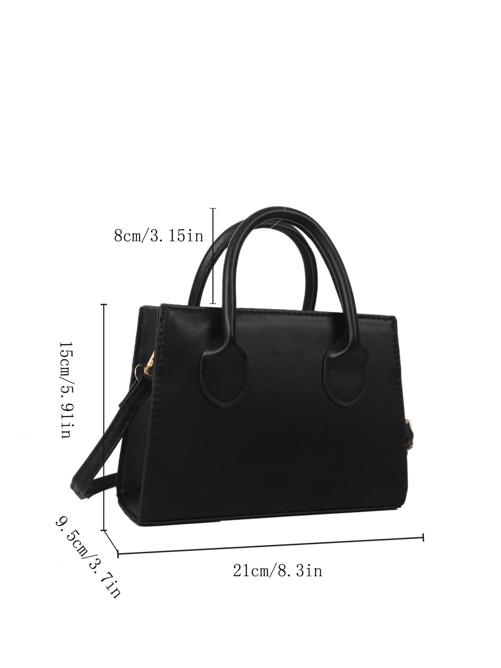 Open view of the black handbag interior revealing organized compartments and lining.