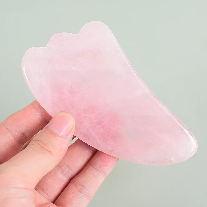  group of smooth pink rose quartz gua sha facial tools - Aurora Nova 4