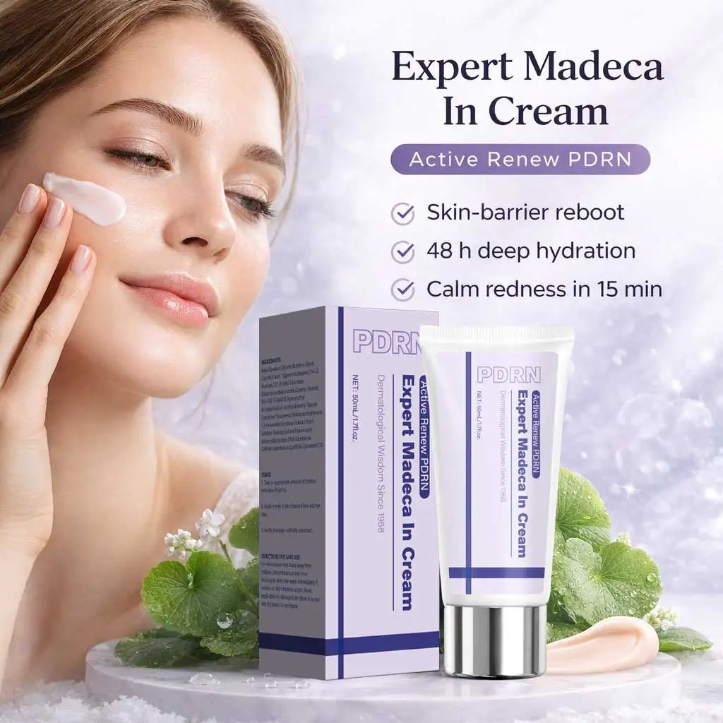 Expert Madeca In Cream with Active Renew PDRN: skin barrier reboot, 48-hour deep hydration, and calms redness in 15 minutes.