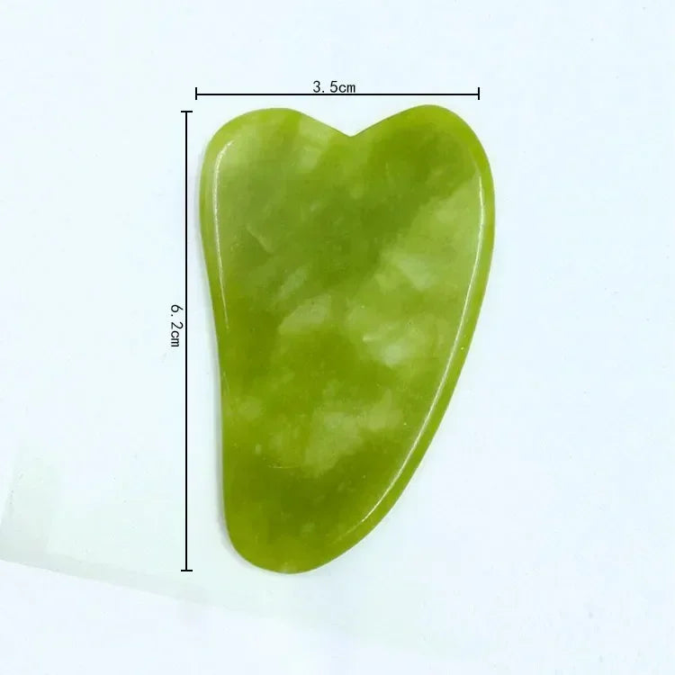 Smooth heart-shaped green jade stone gua sha tool for facial massage