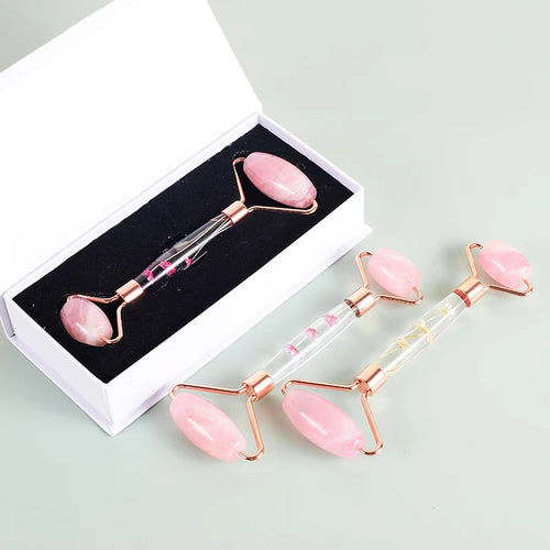 Pink Rose Quartz Face Roller and Gua Sha Set for Facial Massage and Anti-Aging - Aurora Nova 4