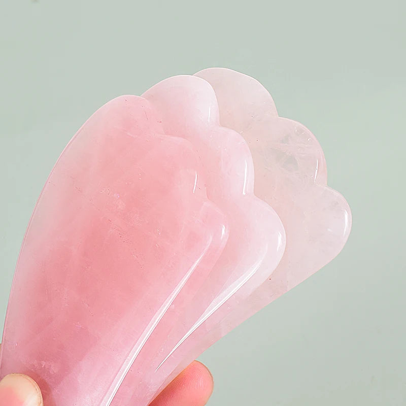 Single heart-shaped pink rose quartz gua sha stone for facial contouring - Aurora Nova 4
