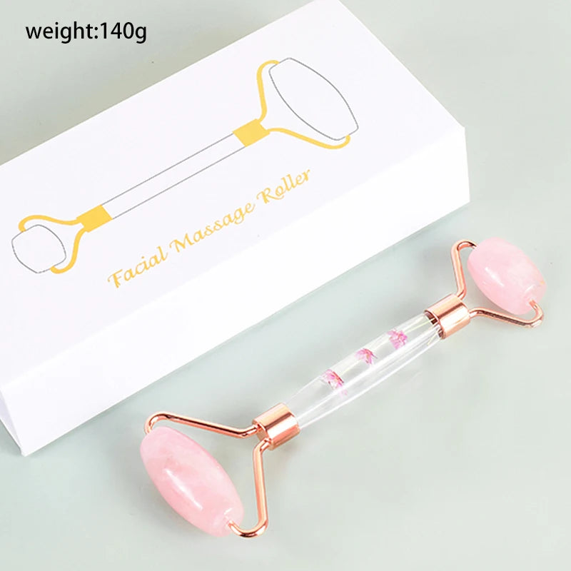 Pink rose quartz facial set for lymphatic drainage and relaxation - Aurora Nova 4